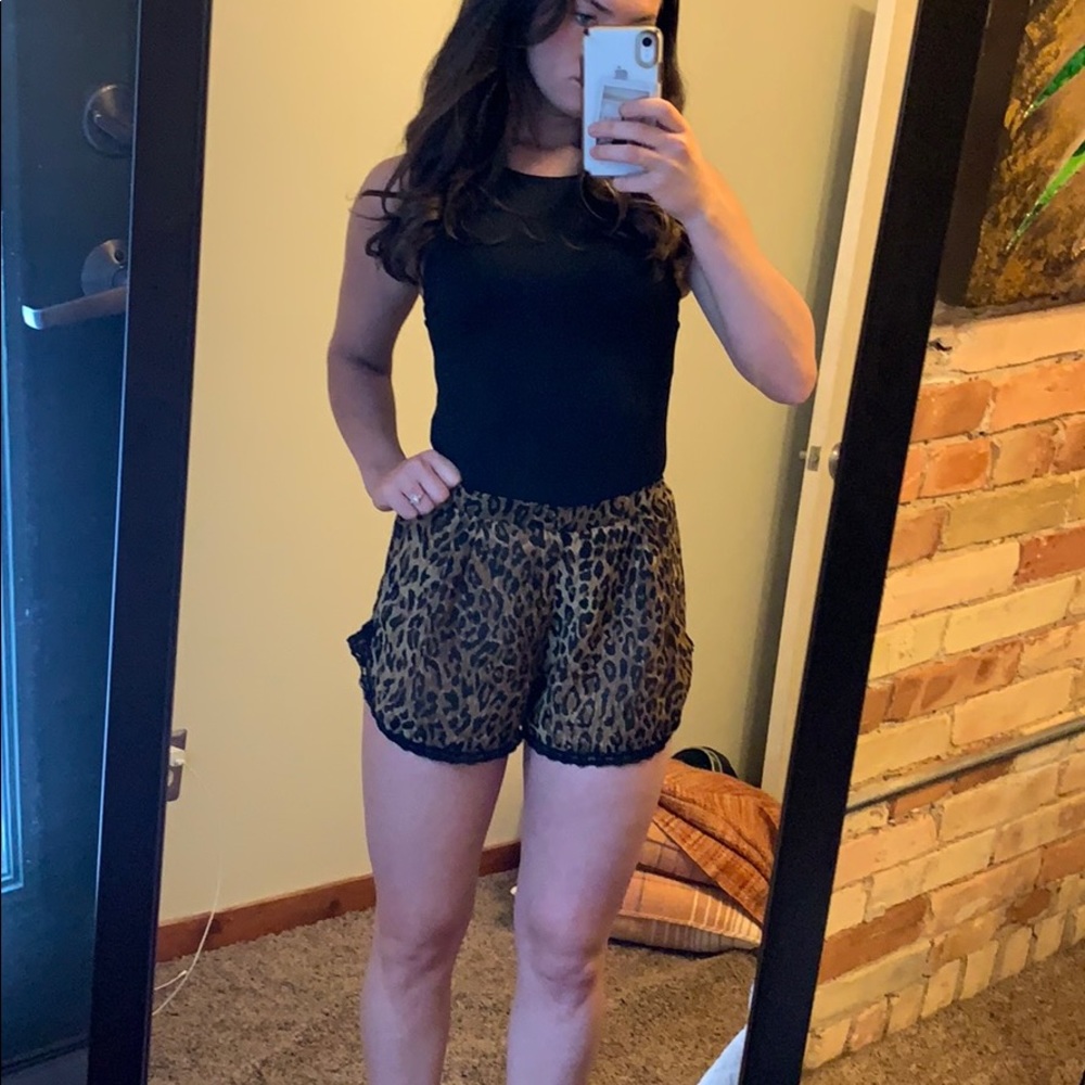 Cheetah shorts w/ lace